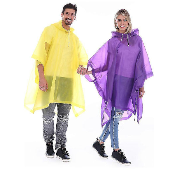 Dame/Herre Poncho (2-pak) Med Hætte Med Snøre Til Voksne