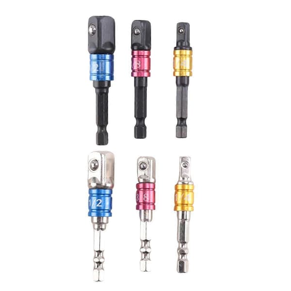 6 stk. Slagfast Driver Forlænger Sokkel Sæt 1/4 tommer, 3/8 tommer, 1/2 tommer Sokkel Bit Adapter Sæt D