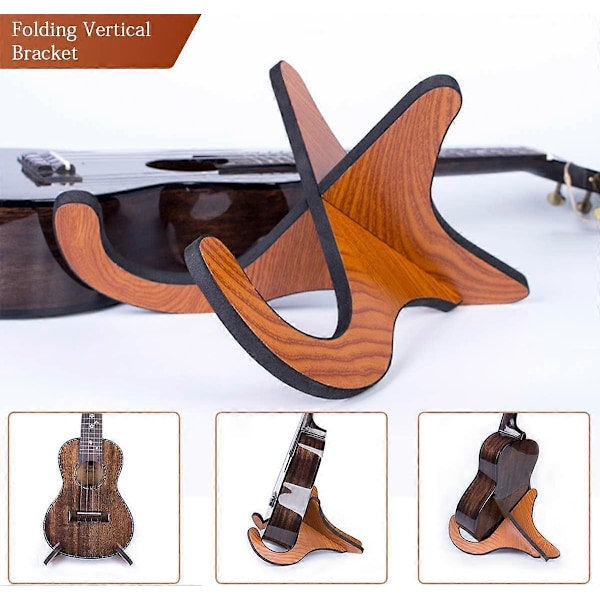 Ukulelen teline, universaali kannettava irrotettava puinen teline, kokoontaitettava soitinteline X-muotoisilla osilla, ukulelle viululle mandoliinille