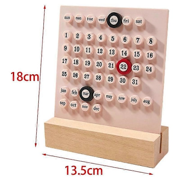 Träskrivbords kalender Evighetskalender Retro Hem Unika Gåvor, Månad Datum Display, Skrivbords Dekoration