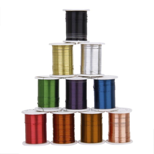 10 ruller med kobbertråd perlerråd for å lage smykker blandet farge --- 0,3 mm