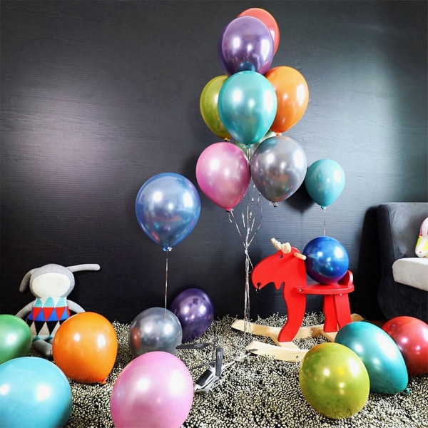 150 st 10 tums metalliska latexballonger Tjocka krom glänsande metallpärlballongballonger för fest dec