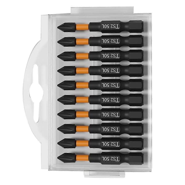 10 STK 50mm PH2 Magnetisk Bitsats Slag Batch Hårdhet Skruvmejselbit Skruvdragare Handverktyg