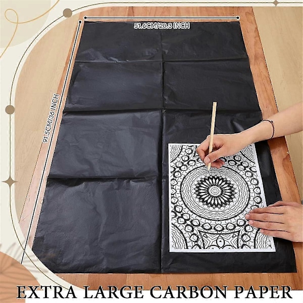 5 Ark Stort Karbonpapir for Kopiering 51.6 x 91.4 cm Grafitt Transferpapir Vokset Karbon Transfer