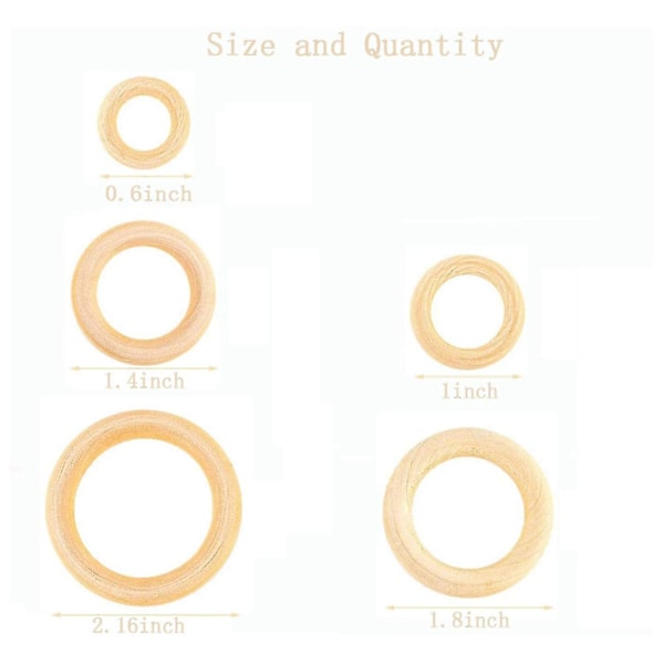 120 st naturliga träringar, oavslutade makramé träringar, träcirklar för gör-det-själv-hantverk, ringpenna