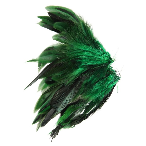 50 stk farget dekorasjon hane fjær grønn & 200 stk ild kylling fjær spiss hale fløyel