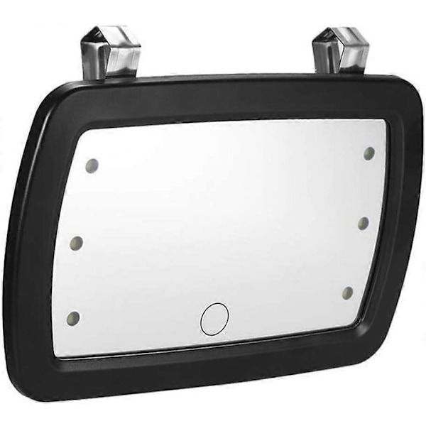 Auton aurinkosuojan peili, 6 LED-valolla varustettu meikkipeili kosmeettinen peili kosketusnäytöllä autoihin, kuorma-autoihin ja maastoautoihin