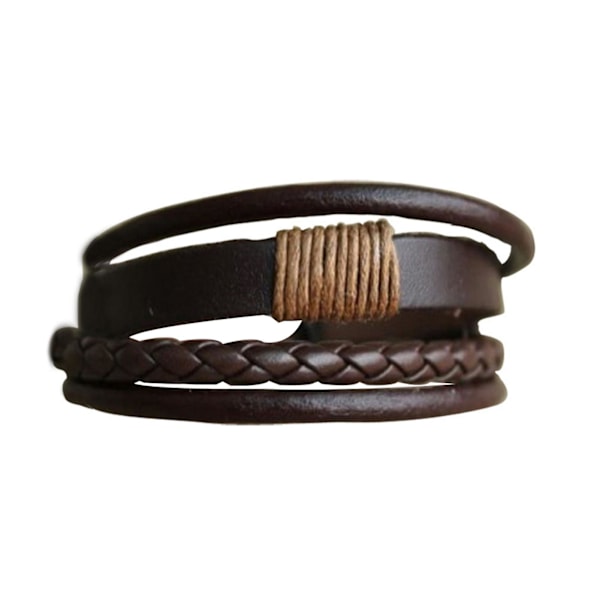 Bracelet Simple Adjustable Unisex Multi-layer Braided Faux Leather Bangle for Shopping