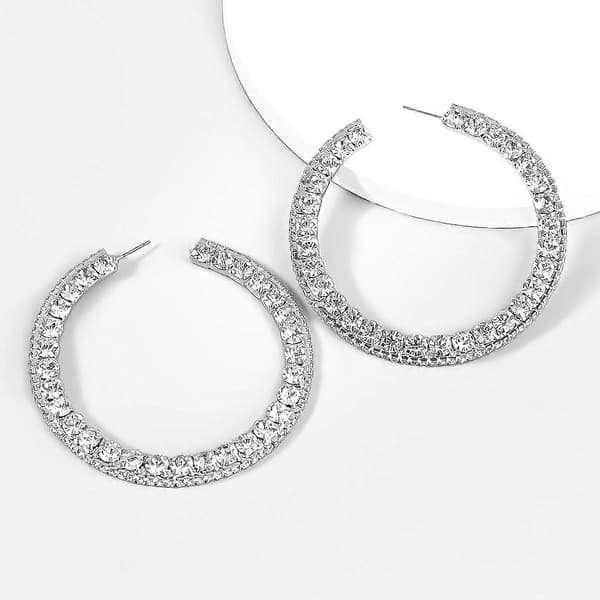Ørepynt Mote Legering Diamant Glass Diamant Runde Ørepynt Kvinners Fest Super Flash Smykker, Sølv