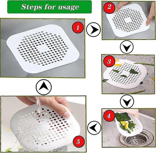 4 st Silikon Avloppsskydd, med Sugkopp, Köks- och Badrumsavloppssil.