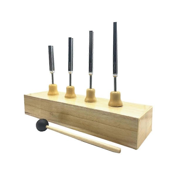 4 stk. Nøyaktig Frekvens 256Hz 320HZ 384HZ 512Hz Musik Stemmegaffelsett Musikk Flat Gaffel Måleinstrument med Hammer