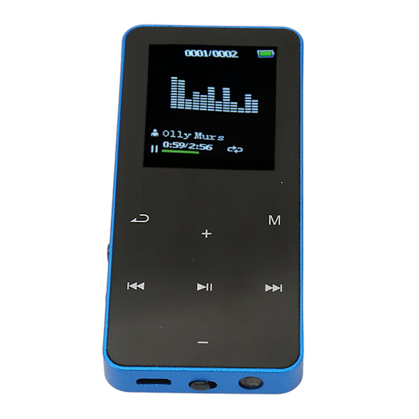 MP3-afspiller 8G Bluetooth 4.2 1.8 Tommer Skærm Støjreduktion Lossless Bærbar MP4-afspiller med Oversættelsesordbog Blå