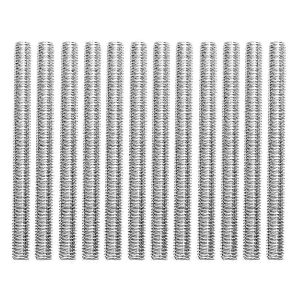 12 kpl M6 x 100 mm täyskierteinen tanko 304 ruostumatonta terästä, kiinnityspultit valmistus-, auto- ja rakennusteollisuudelle (hopea)