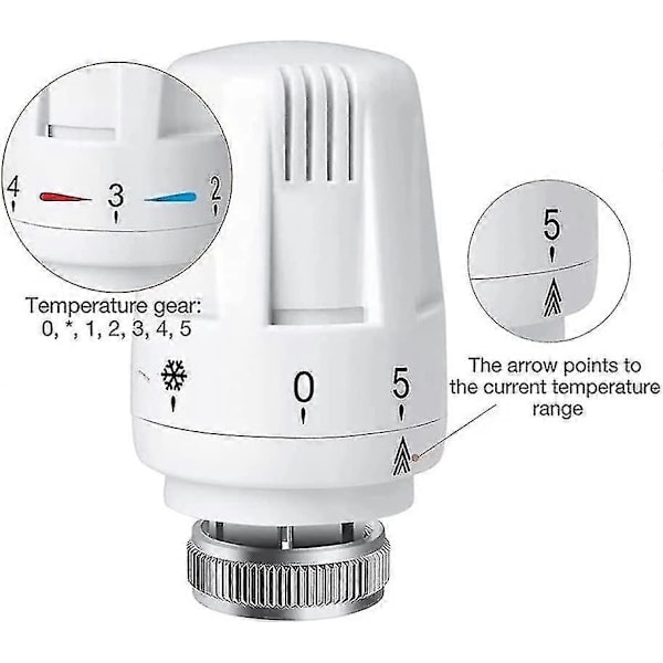 Termostathode 4-delt Termostat M 30 X 1.5 Radiatorventil Utbyttingshode Med Frostbeskyttelse Posisjon