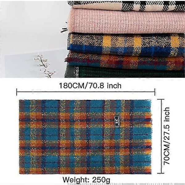 Dam Rutig Halsduk Vinter Lång Pläd Halsdukar Varma Rutiga Sjalar Pashmina Ull Sjalar Filt För Damer Spinnande Tofs Överdimensionerad Stola 1st orange
