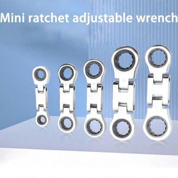 5 stk. Nano Flex-Head lommeratchet med dobbeltdrift, Mini-ratchetsett