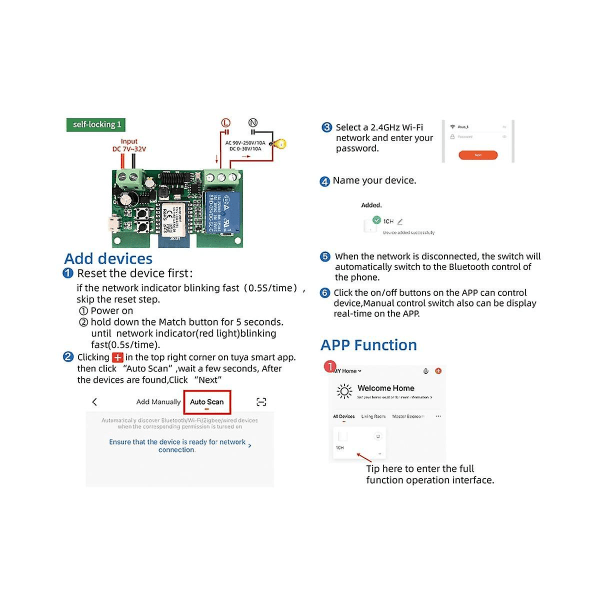 Tuya Smart Switch 1 Kanal Wifi Relä Rullgardinbrytare Dc Ac 7-32v Motor Gardinbrytare Inching