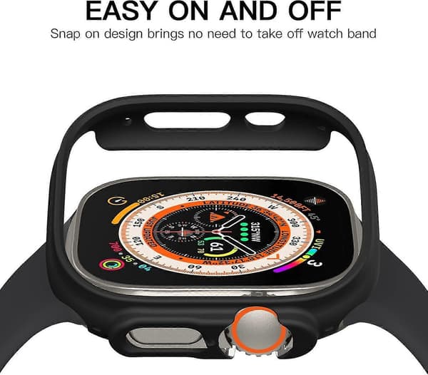 Støtsikker Ultratynn Hard PC Bumper Deksel For 49mm (svart)
