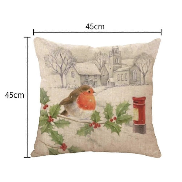 Sett med 4 Juleputetrekk 45x45cm Bomulls Lin Putetrekk for Sofa Sjeselong Seng Stol Hjem Dekor