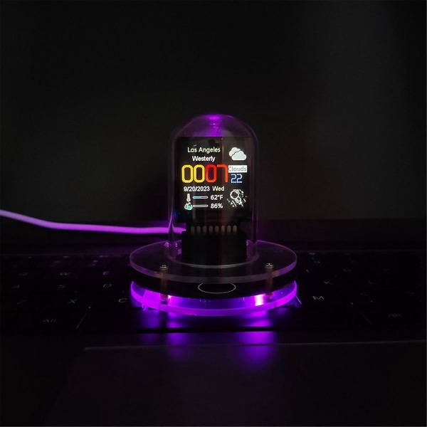 RGB Nixie Tube Klok Smart WIFI Nettverkskoblet LED Lysende IPS Fargeskjerm DIY Analog Digital Tube Nattelys