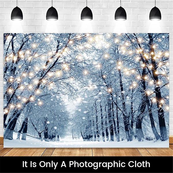 210x150cm Vinter Sne Baggrundsdug Snefnug Juletræ Glimmer Hvid Skov Party Fotografering