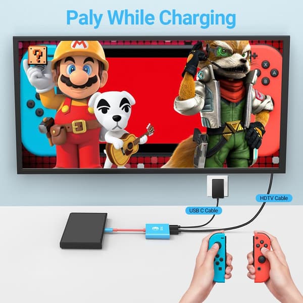 Type-C til HDMI 3-i-1 dokkingstasjon, telefon- og datakonverter, Switch spillkonsoll skjermspeiling dokkingstasjon