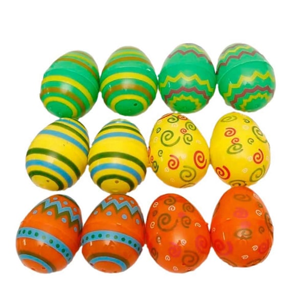 12 st 6 cm påskfärgade öppna ägg fyllbara DIY plast tomma äggfigur prydnad vårdekoration Glad påskdag festival semestergåvor