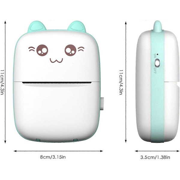 Minifotoprinter, termisk etikettprinter med USB-lading, bærbar Bluetooth (hvit-rosa)