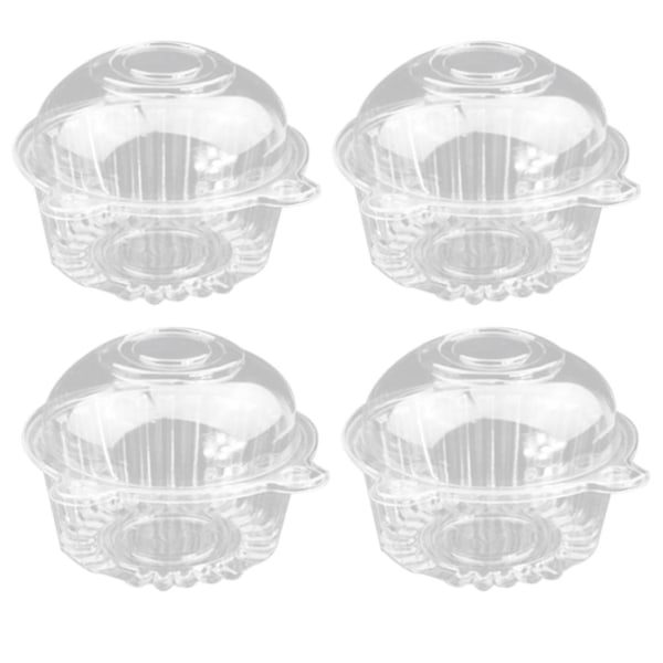 100 bitar av genomskinlig plast enkel Cupcake Cake Box Muffin Dome Hållare Box