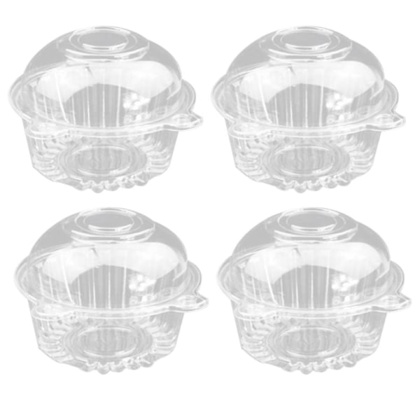 100 stykker gennemsigtigt plastik enkelt cupcake kageæske Muffin Dome Holder Box