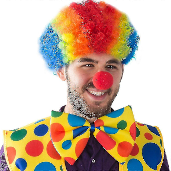 5-pak Clown Kostyme Sett - Clown Parykk, Nese, Vest For Cheer Cosplayfester Karnevaler Kles Opp