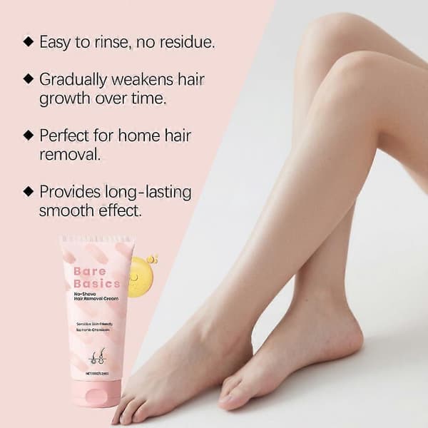 1-3X Bare Basics Hårfjerningscreme uden Barbering til Sensitiv Hud 150g Hurtig Skånsom Hårfjerningsmiddel for Blød Glat Hud 1pc