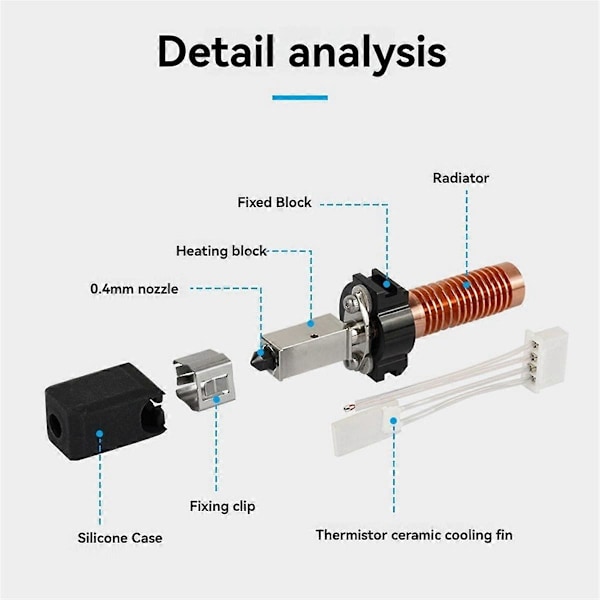 For Adventurer 5M Series Hotend 0.4mm Snabbspetsar AD5M Hot End Extruder 3D-skrivartillbehör