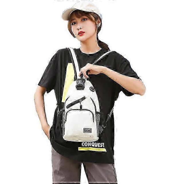 Skulderveske Mann Casual Bryst Business Mann Multifunksjonell Ryggsekk BSSM White