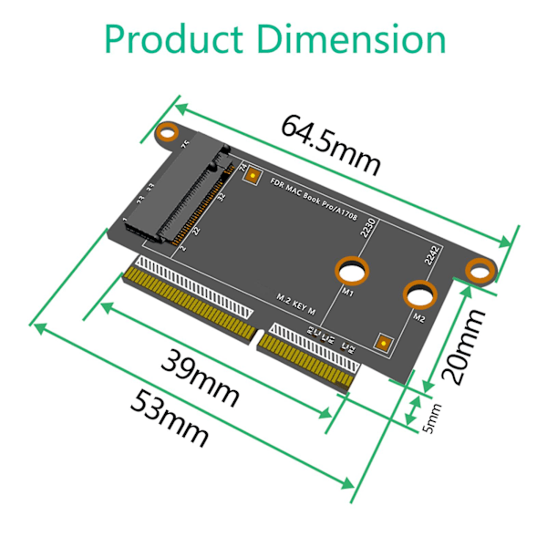PCB M.2 NVMe SSD Solid State Disk Adapter Konverterkort för MacBook Pro A1708