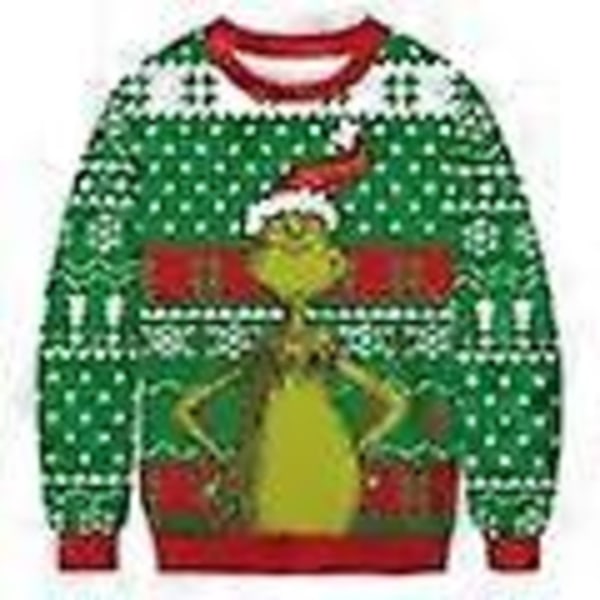 Langermet Grinch stygg julegenser for menn, størrelse L