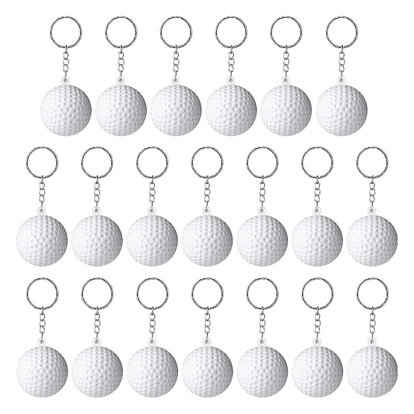 20-pack golfbollsnyckelringar för festfavoriter, golfbollstressboll, skolkarnevalsbelöning, sportdekorationer