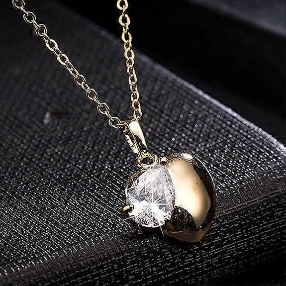 Kjærlighetshjerte Cubic Zirconia Anheng Gullbelagt Halskjede for Kvinner