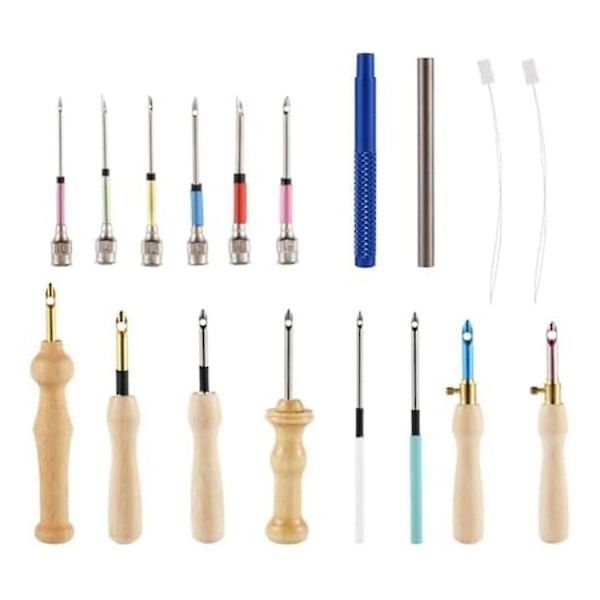 Punch Needle Kit, Justerbart Punch Needle Sæt i Træ, Punch Needle Voksne Begynder