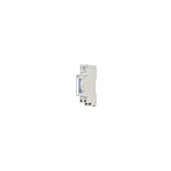 Mekanisk 24-timers timer, minimumstid 15 minutter, skinnemontering, integreret batteri, SUL180a AC220–240V Grå