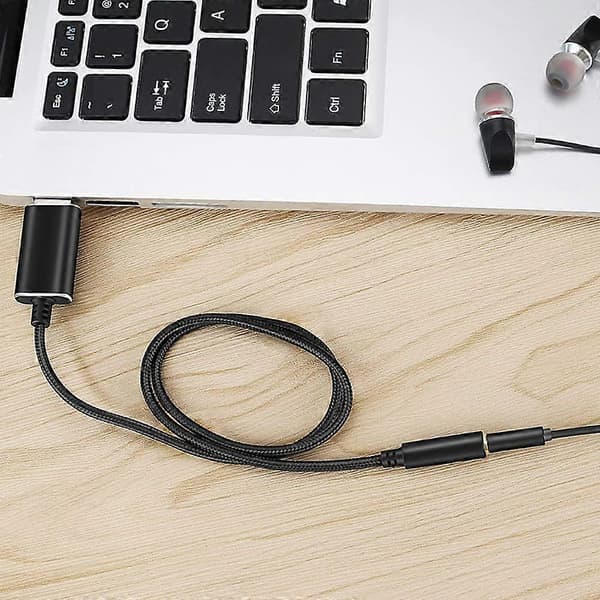 USB til 3,5 mm lydadapter med 3,5 mm hodetelefon- og mikrofoninngang for Windows, for , for , for PC/Lapt