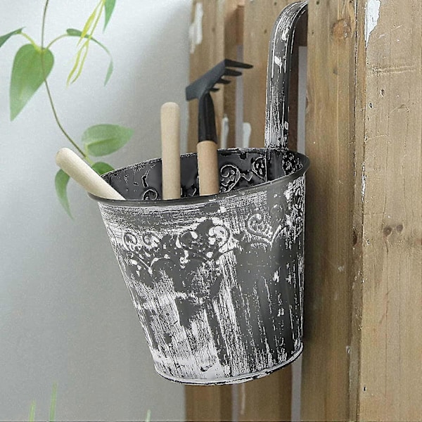 5 stk. Vinage Stil Jern Hængende Blomsterpotter Med Kroge Håndtag Plantebøtte