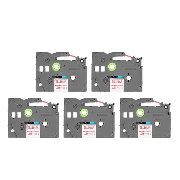 5 stk. etikettskrivertape 9 mm laminert vanntett fargeekte multifunksjonell etikettape for PT D210 PT D200 PT H110 PT D400 hvit på rød Bze 425 YEMMA