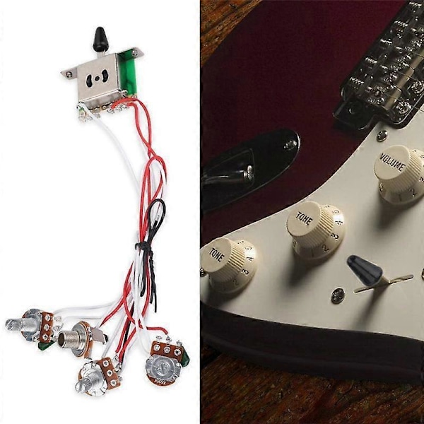 Pots för Strat-gitarr, förtrådade, 1 volym, 2 tonkontroller, 5-vägs switch, 3-500K pot