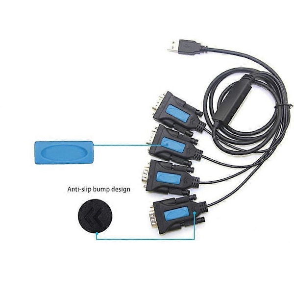 USB - Rs232 -sovitin 1 - 4 Antishield Nikkelöity Tinattu Plug and Play Linuxille