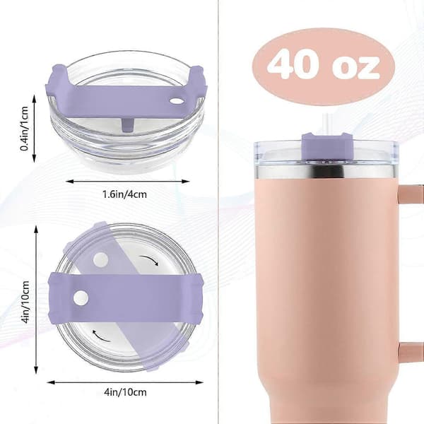 Mugglock som passar mugg 40 oz, ersättningslock stänksäkra lock spillfria mugglock light purple