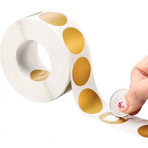 Markerpapir - Gull - 2,50 cm - 300 Ark, 300 stk. Skrapelodd Runde Etiketter (Gull, 1 x 1 tommer sirkel)
