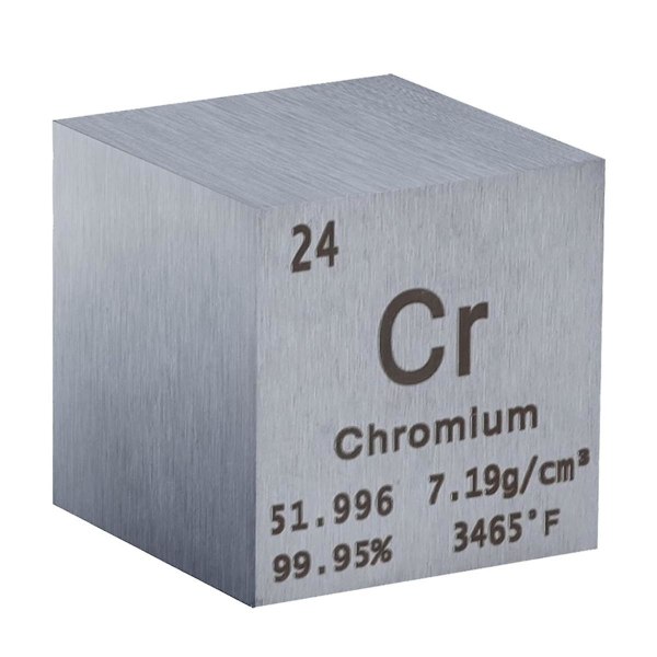 1 tommer (ca. 2,5 cm metall, høydensitetselementer-kube rent metall, brukt i Elements Series Laboratory E