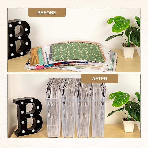 4x Oppbevaringsbokser for Scrapbooking med Hjul, Plast Oppbevaringsboks for 12 tommer x 12 tommer