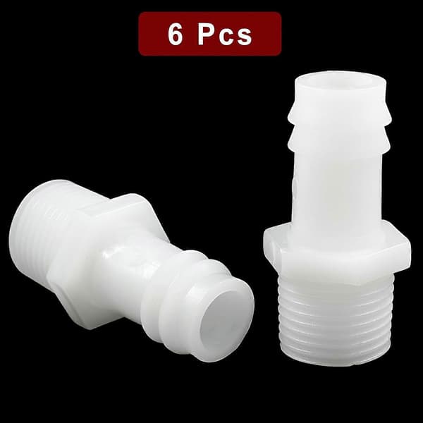 6 st Plastslangnippelreducerare, 5/8\" Nippel X 1/2\" NPT Hankontakter